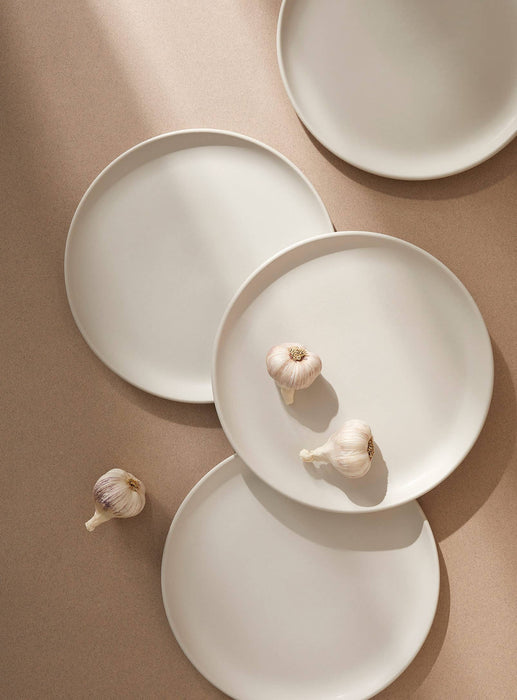 Handmade Stoneware Flat Dinner Plate | Edan 11.2": Matte White