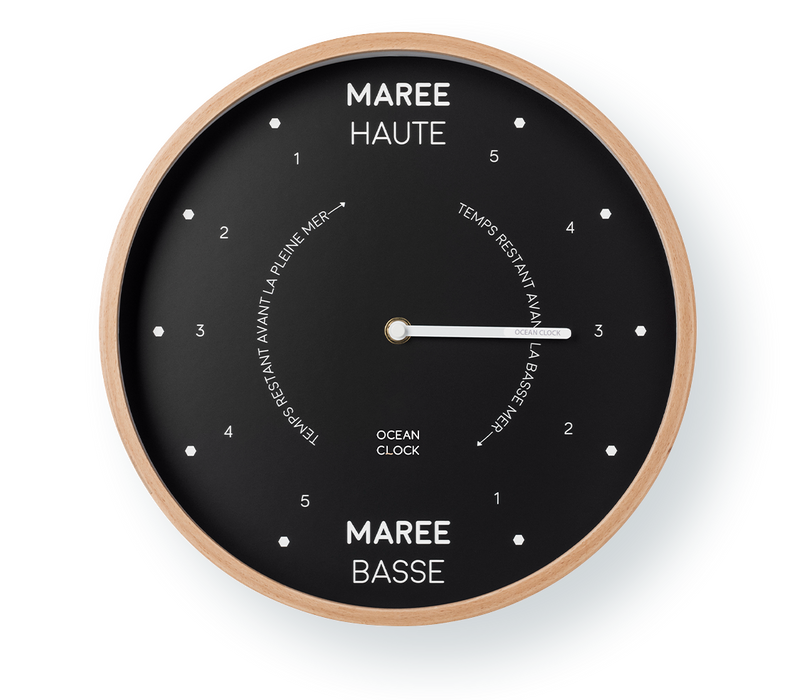 Black wooden tide clock: Black / Anglais