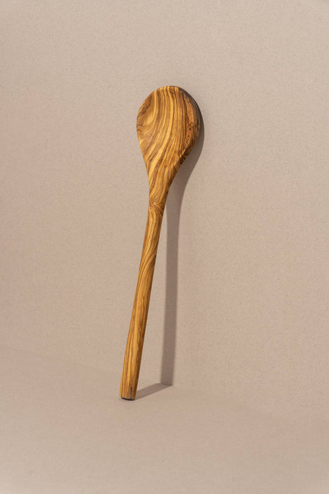 Natural Round Olive Wood Cooking Spoon | Handcrafted: Medium¸