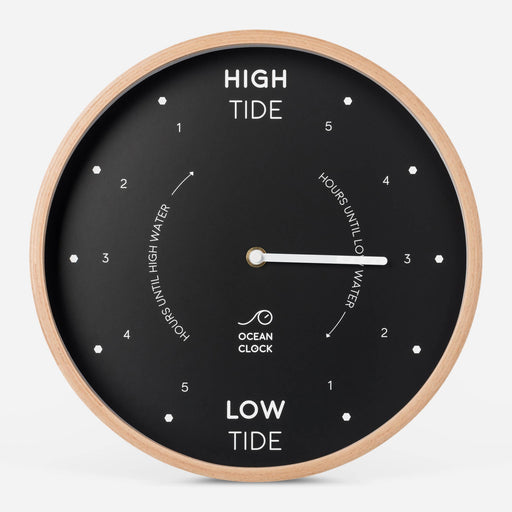 Black wooden tide clock: Black / Anglais