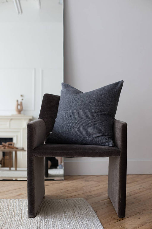 Langley Cashmere & Merino Wool Pillow Cover - Greige & Grey: Medium Grey