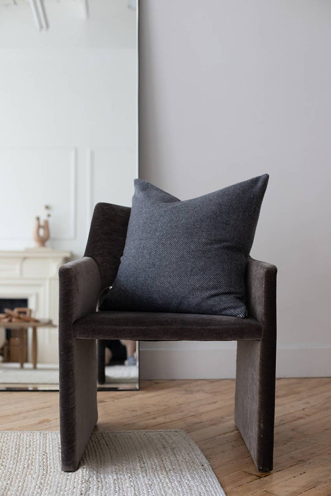 Langley Cashmere & Merino Wool Pillow Cover - Greige & Grey: Medium Grey