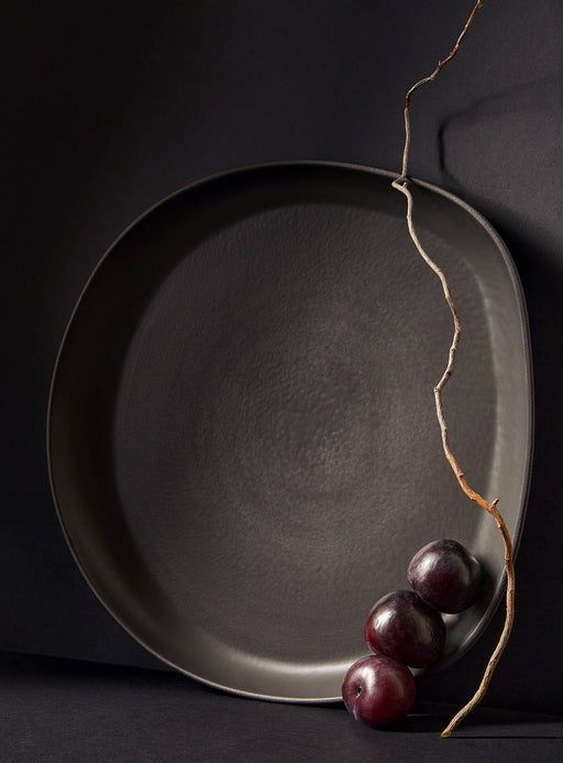 Handmade Stoneware Serving Platter - Round | Dadasi: Matte Black