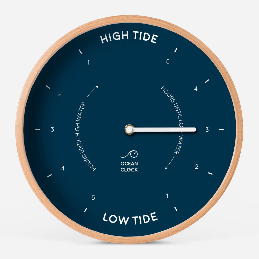 Navy blue wooden tide clock: Marine / Anglais