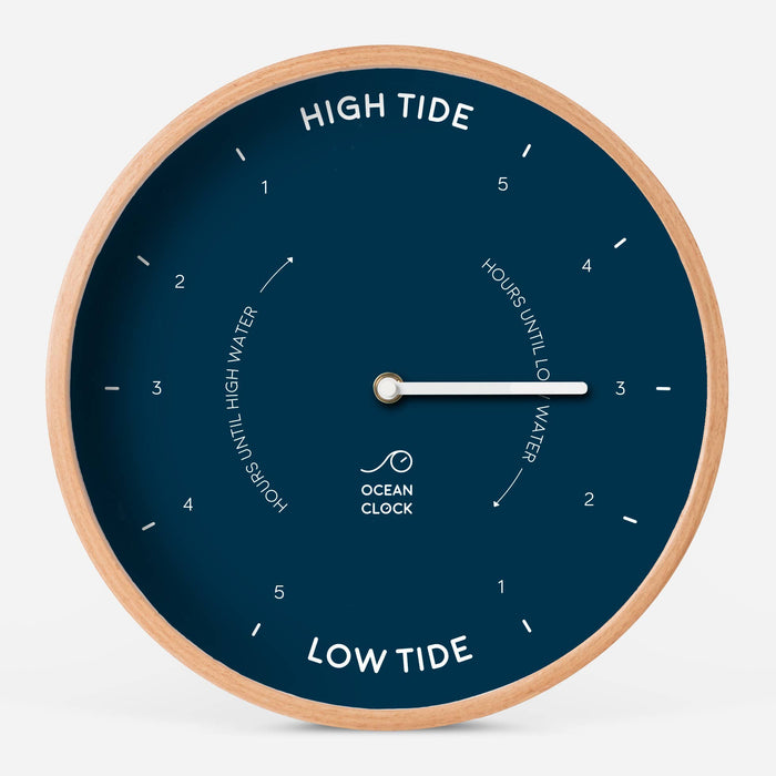 Navy blue wooden tide clock: Marine / Anglais