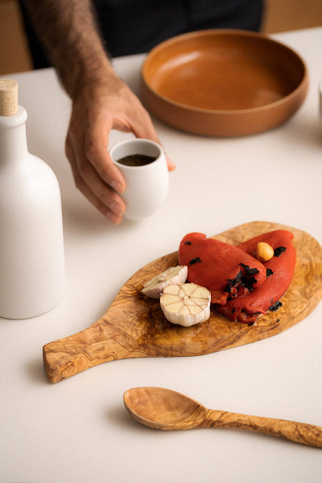 Natural Olive Wood Cheese Board | Organic Shape with Handle