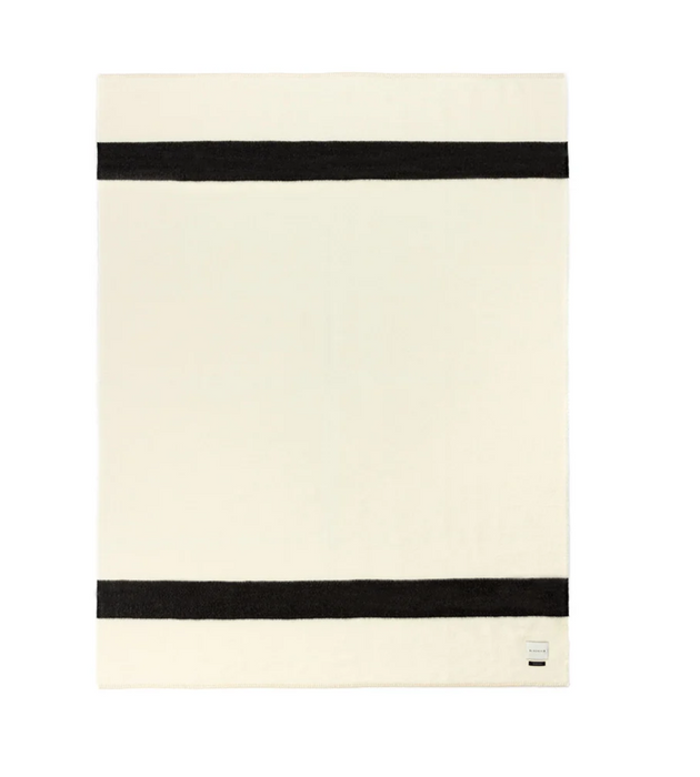 Mason Baby Alpaca Throw Ivory With Black Stripe - Blacksaw