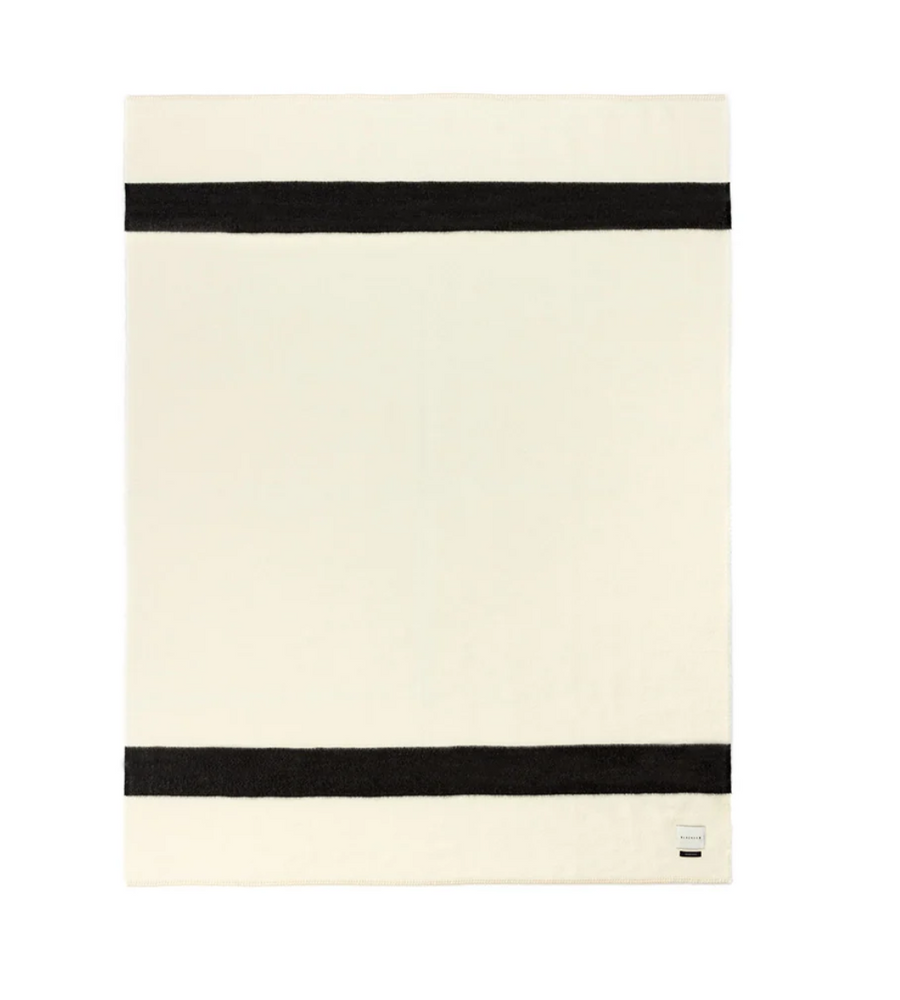 Mason Baby Alpaca Throw Ivory With Black Stripe - Blacksaw