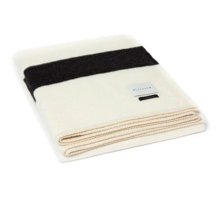 Mason Baby Alpaca Throw Ivory With Black Stripe - Blacksaw