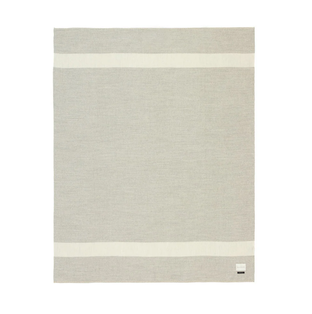 Mason Baby Alpaca Throw Light Heather/Ivory Stripe  - Blacksaw