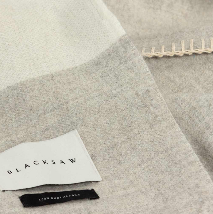 Mason Baby Alpaca Throw Light Heather/Ivory Stripe  - Blacksaw