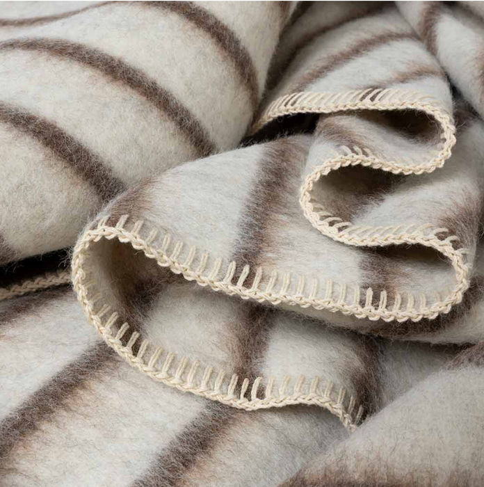 Lee Heirloom Alpaca Blanket Shoji/Cacao Stripe, QUEEN SIZE - Blacksaw