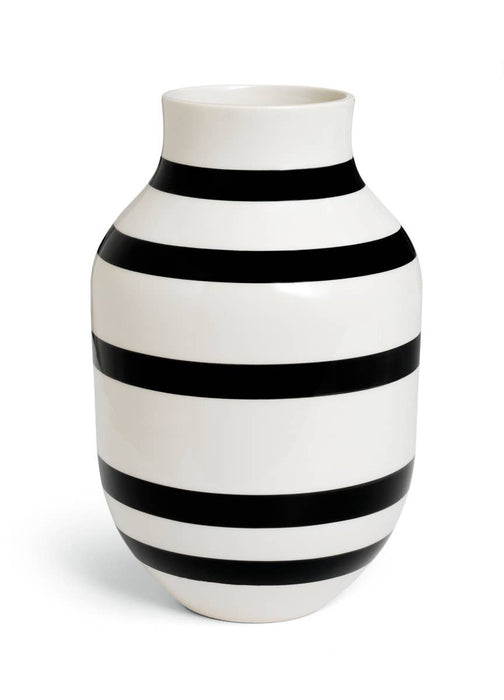 Kähler - Omaggio - Large Hand-Painted Ceramic Vase - Black: 12.2 Inches