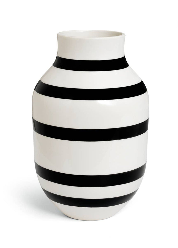 Kähler - Omaggio - Large Hand-Painted Ceramic Vase - Black: 12.2 Inches