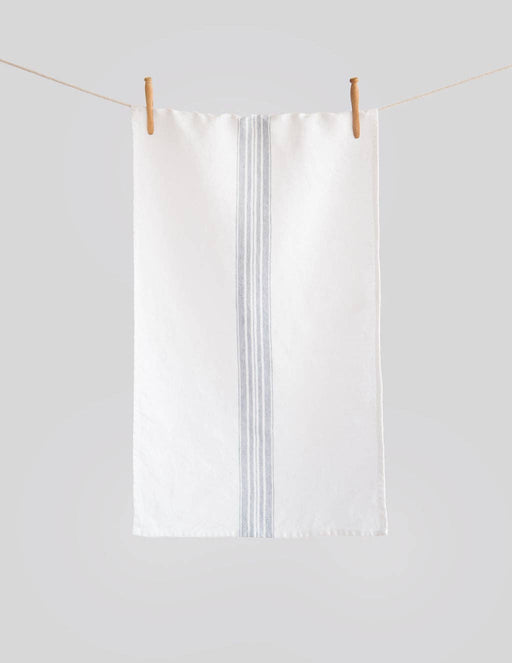 Maison Linen Tea Towel - White with Blue Stripes