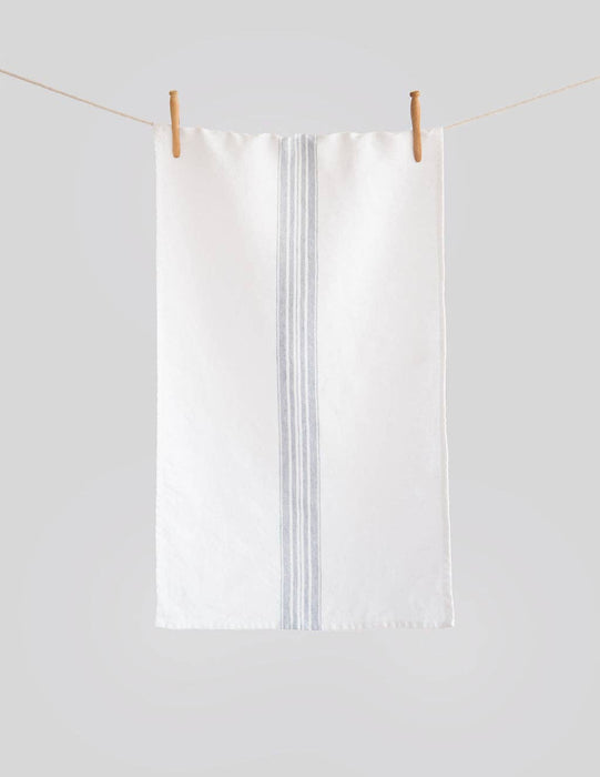 Maison Linen Tea Towel - White with Blue Stripes