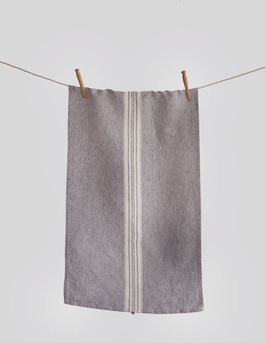 Maison Linen Tea Towel - Charcoal with White Stripes