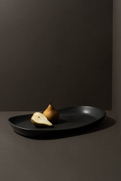 Mini Handmade Long Stoneware Serving Platters  | Dadasi: Matte Black / Medium
