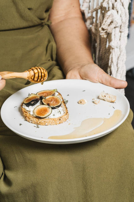 Handmade Stoneware Flat Dinner Plate | Edan 11.2": Matte White
