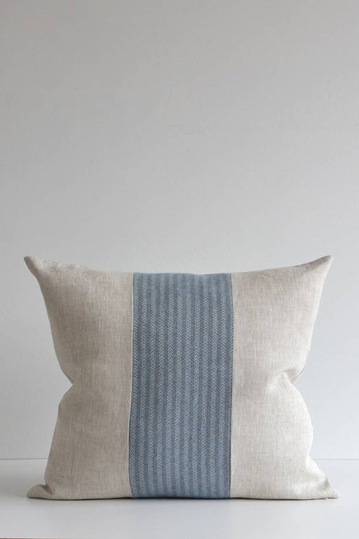 Hawthorne Herringbone Linen & Wool Pillow Cover - Sky Blue