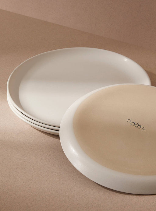 Handmade Stoneware Flat Dinner Plate | Edan 11.2": Matte White