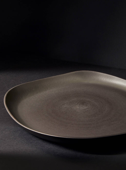 Handmade Stoneware Serving Platter - Round | Dadasi: Matte Black